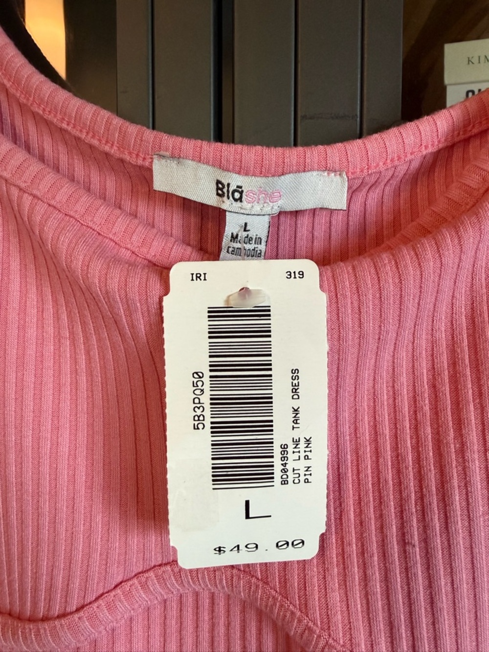 Pink Ribbed Mini Dress - Sleeveless Tank Style - Picture 3 of 3